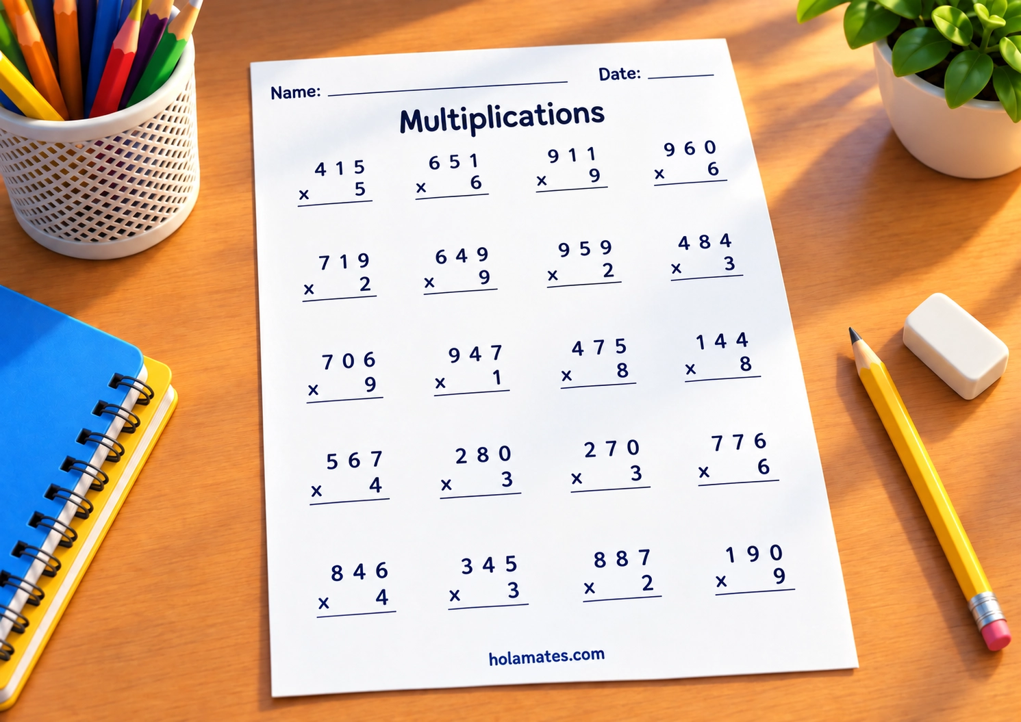 Printable PDF maths worksheet generator